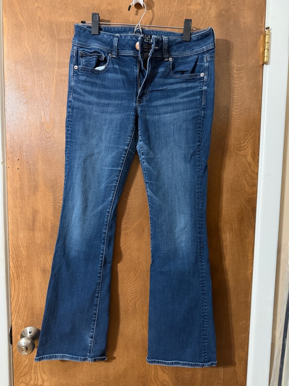 American Eagle Outfitters Women's Dark Blue Kick Boot Jeans